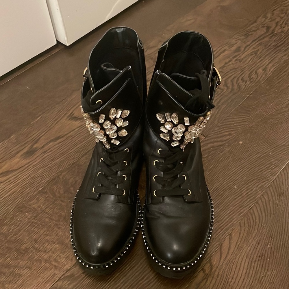 Kurt Geiger embellished leather combat boots size 7